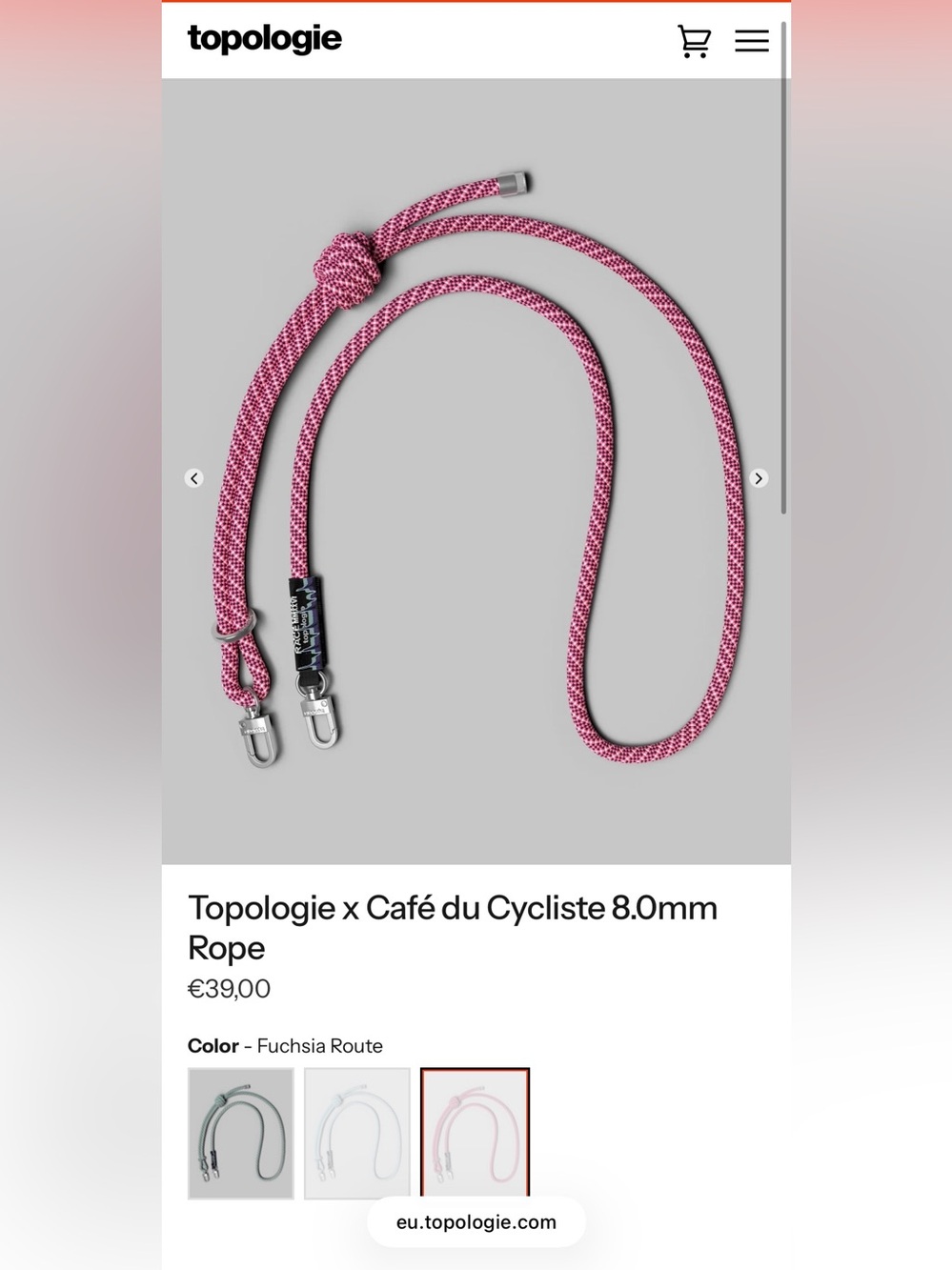 Topologie x Cafe du Cycliste 8mm Rope - Fuchsia Route